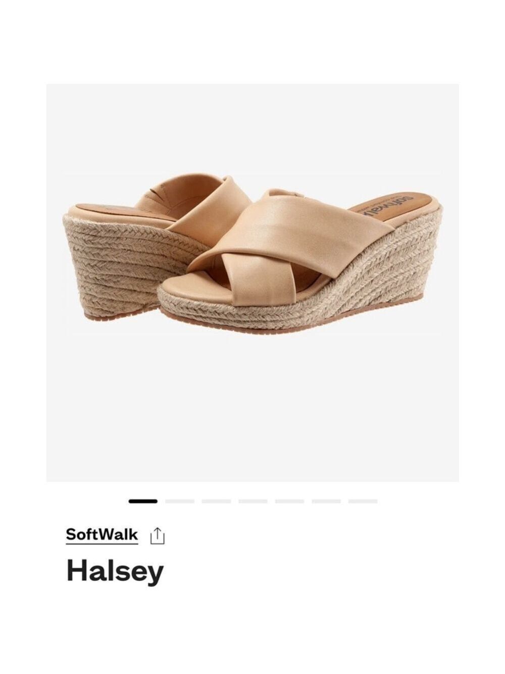 New Softwalk Beige Leather Espadrille Wedge Sandals Size 8